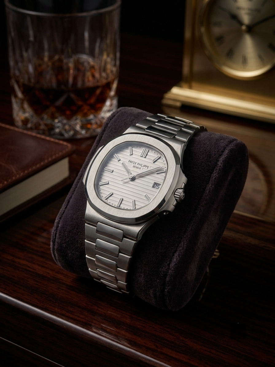 Patek Philippe Nautilus Silvery White — front view